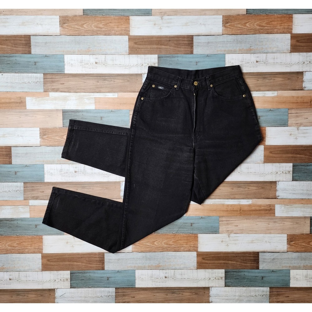 Vintage Chic Jeans Womens 12 High Waisted Tapered Black Denim USA Mom Jeans‎